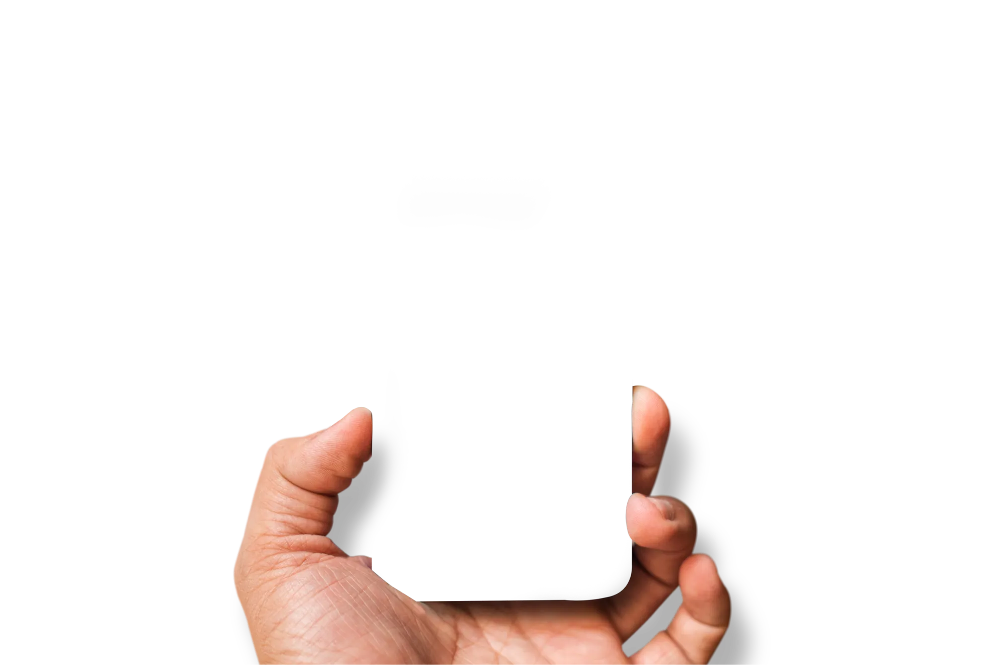 Ecrã de mão a segurar um smartphone.