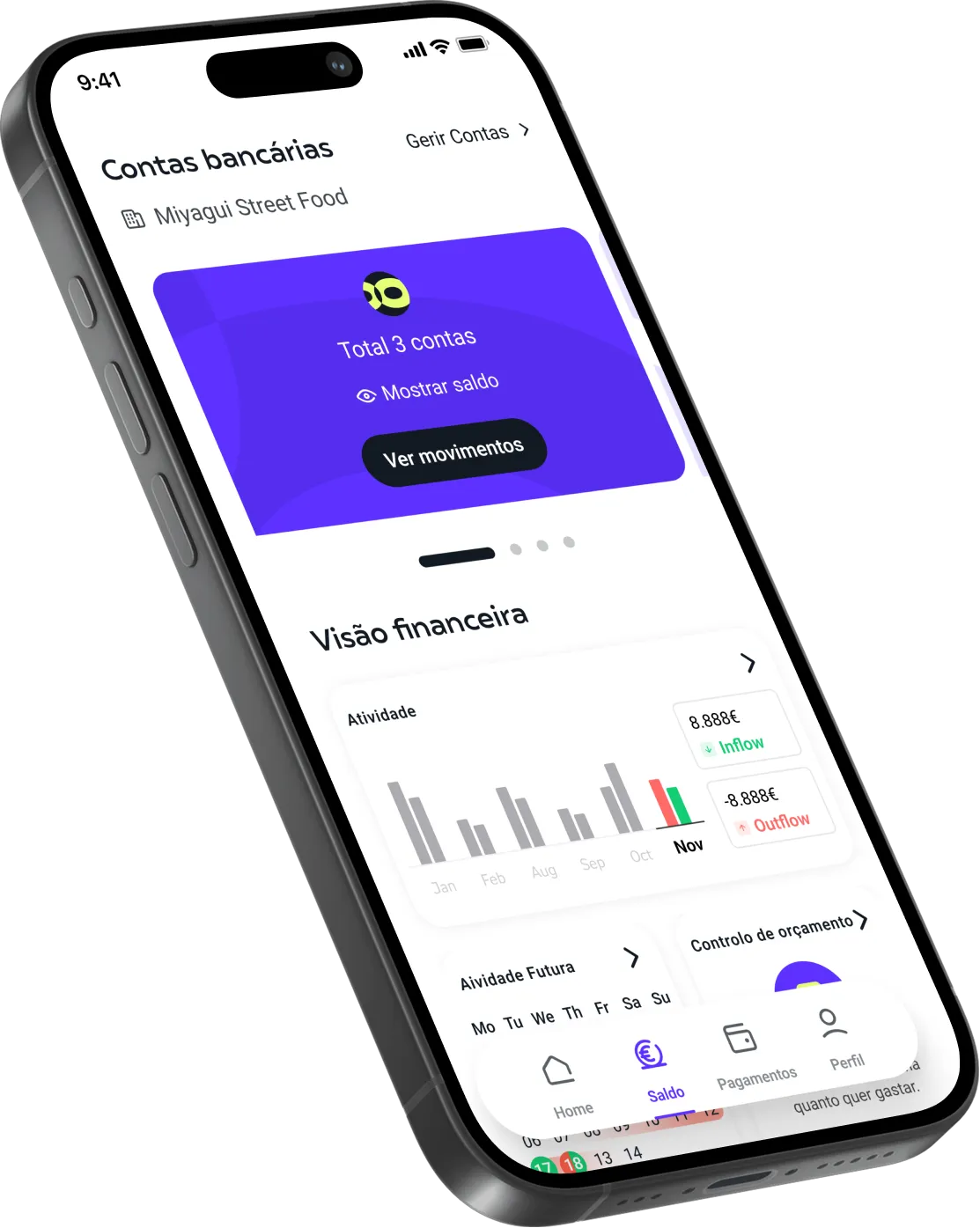 Ecrã de smartphones com a app Pulsoo no menu de saldo.